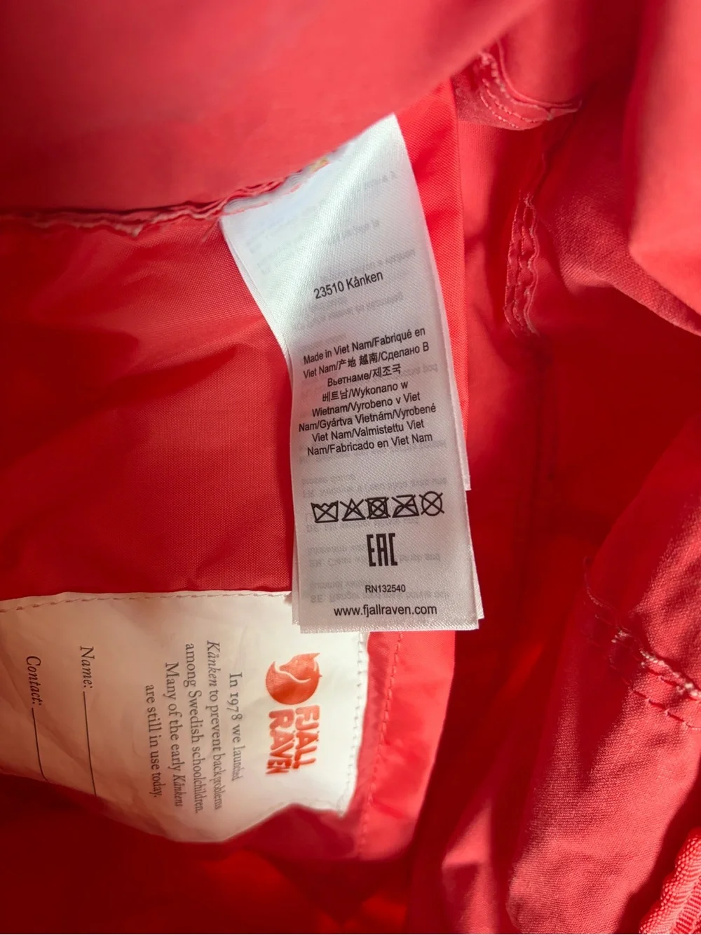 Fjallraven Kanken 23510 Peach Pink Casual Backpack Everyday Outdoor Unisex Bags